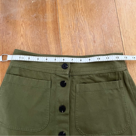 Madewell Olive Green A Line Swing Mini Skirt, 00 - Picture 4 of 5